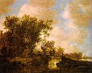 Jan van  Goyen Two Men on a Footbridge Over a Stream china oil painting artist